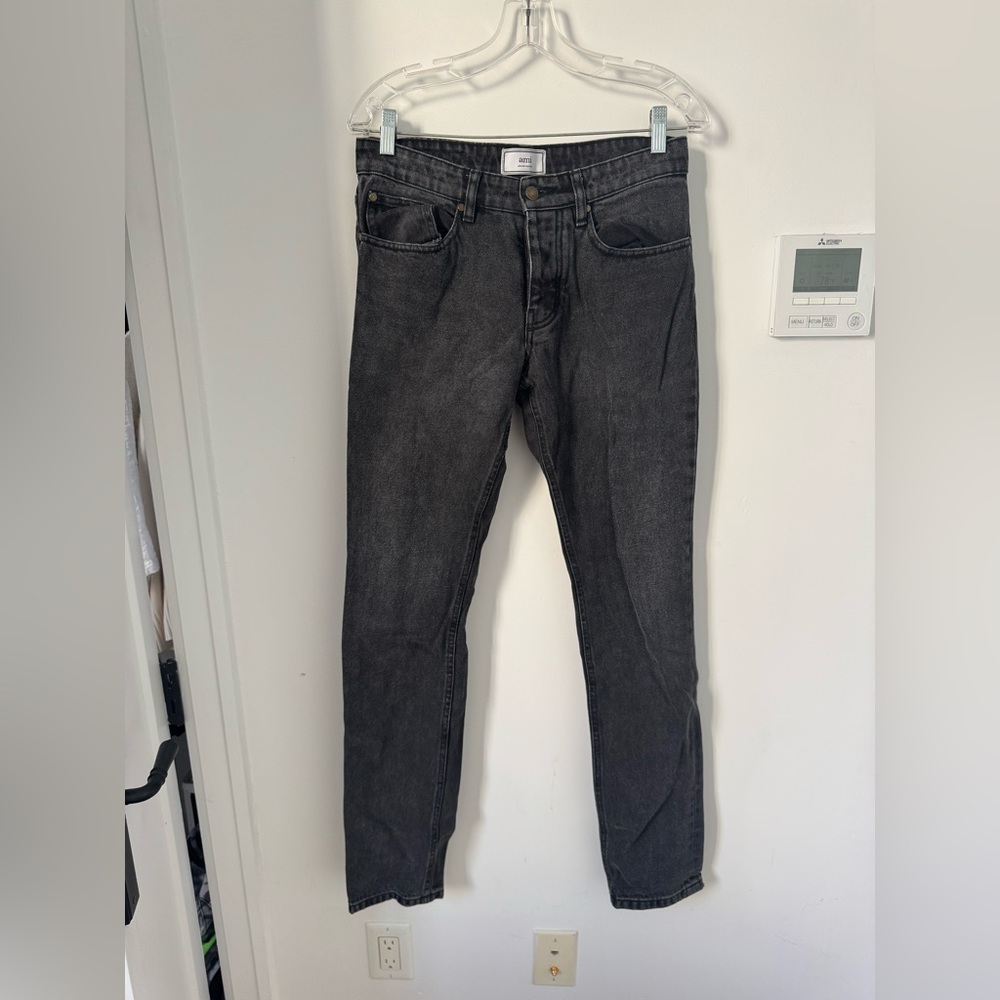 AMI alexandre mattiussi black logo patch men’s jeans size 29